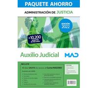 "Paquete Ahorro Auxilio Judicial. Ahorra 46 € (incluye en papel: Temarios 1 y 2; Prueba práctica; Tes"