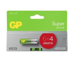 Paquete blíster de 10 pilas alcalinas GP Super AA de 1,5 V
