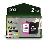 Paquete combinado de tinta negra y color 64XL de repuesto para impresora HP 64 64 XL High Fit para impresora Envy Photo 6252 6255 7855 7858 7155 7800 7100 7120 7158 7164 Tango Series (1 negro, 1