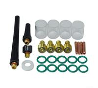 Paquete completo de cuerpos y copas de boquilla de lente de gas TIG para sopletes de soldadura en serie WP Total de 26 piezas