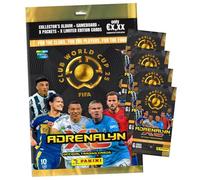 Paquete con Panini FIFA Club World Cup 2025 - World Cup 2025 - World Cards - 1 Starter + 4 Booster + Exclusiva tarjeta de cumpleaños