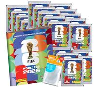 Paquete con pegatinas del Mundial 2026 - 1 álbum de coleccionista + 25 bolsas + Fundas exclusivas Collect-it (Paquete de marca propia)