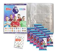 Paquete con topps - Premier League 2025/26 Trading Cards + fundas exclusivas Collect-it (1 carpeta vacía + 10 refuerzos)
