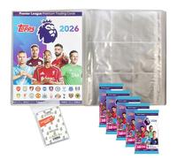 Paquete con topps - Premier League 2025/26 Trading Cards + fundas exclusivas Collect-it (1 carpeta vacía + 5 refuerzos)