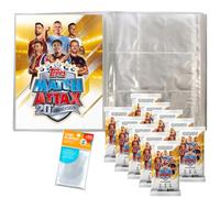 Paquete con UCC Match Attax Champions League 2026/27 Trading Cards - 1 carpeta vacía + 10 Booster + Fundas exclusivas Collect-it