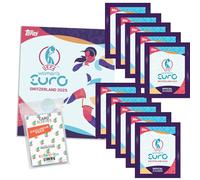 Paquete con UEFA Women's Euro 2025 Switzerland - Pegatinas coleccionables - 1 álbum + 10 bolsas + fundas exclusivas Collect-it