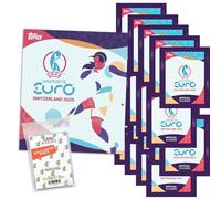 Paquete con UEFA Women's Euro 2025 Switzerland - Pegatinas coleccionables - 1 álbum + 20 bolsas + fundas exclusivas Collect-it