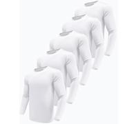 Paquete de 1, 3 o 5 Camisetas de Manga Larga para Hombre, Camisetas de protección Solar UPF 50+, Camisetas de Entrenamiento atlético para Gimnasio para Correr, Paquete de 5: Blanco/Blanco/Blanco