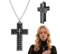 Paquete de 1 collar antiguo con colgante de cruz japonesa con compartimento secreto, colgante antiguo de metal 3D para hombre y mujer, collar con medallón oculto, joyería gótica hecha a mano
