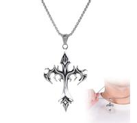 Paquete de 1 collar con colgante de cruz para hombre - Colgante de cruz gótica - Collar con cruz cristiana - Ideal para hombres y mujeres