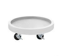 Paquete de 1 organizador de plantas resistente con ruedas, bandeja móvil redonda de 11 pulgadas para jardín interior, base de rodillo de plástico reciclado con ruedas suaves, blanco (blanco)