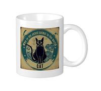 Paquete de 1 taza de bruja con impresión abstracta de gato lindo flor planta vintage póster divertido palabra verde azulado amarillo cerámica peso ligero colección sala de estar laboratorio al aire