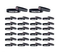 Paquete de 10/20/50 pulseras de Charlie Kirk, CharlieKirk Merch, Charlie Kirk, un verdadero patriota, reza, justicia, héroe, libertad, merchandising pulseras de goma para hombres y mujeres, 50pc