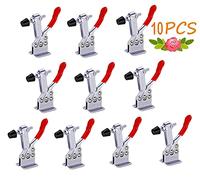 Paquete de 10 abrazaderas de palanca de sujeción antideslizante rojo 201B Herramienta de mano 200 libras Capacidad de sujeción antideslizante horizontal de liberación rápida herramienta de abrazadera