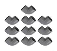 Paquete de 10 accesorios de tubería PVC-U de 90 grados de 50 mm, conector de codo gris, resistencia a la presión de 10 bares para construcción de piscinas y sistemas de riego, adaptador de junta de