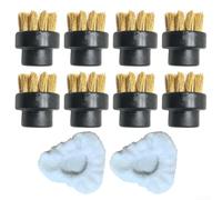 Paquete de 10 almohadillas para mopa de vapor y kit de herramientas de cepillo redondo para Dupray para limpiador de vapor, accesorio triangular, 8 cepillos redondos y 2 almohadillas de microfibra