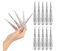 Paquete de 10 Anillos de Garra para Punta de Uña de Dedo, Disfraz de Reina Antigua, Anillos de Garra para Punta de Dedo, Accesorio de Decoración para Espectáculo de Baile de (white)