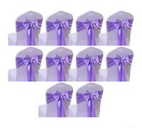 Paquete de 10 bandas de satén para decoración de bodas, fiestas, hoteles, telas de seda reutilizables para banquetes, eventos, manualidades y caminos de mesa, 7 x 108 pulgadas (morado)