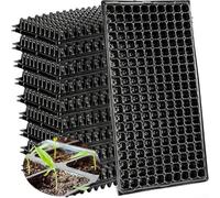 Paquete de 10 bandejas de plástico de 200 celdas con agujeros de drenaje, kit de inicio de plantas diseñado para apoyar la germinación y la expansión de raíces en varias plantas
