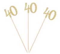 Paquete de 10 barras de centro de mesa con purpurina dorada para 40 cumpleaños, número 40, decoración de letras de edad