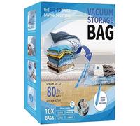 Paquete de 10 bolsas de almacenamiento al vacío, bolsas de ahorro de espacio con bomba de mano, bolsas de sellado al vacío para ropa, organización y almacenamiento, edredones, almohadas, toallas,