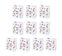 Paquete de 10 bolsas de papel con asas decorativas, bolsas de almacenamiento de colores surtidos para regalos de vacaciones