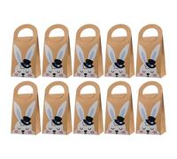 Paquete de 10 bolsas de regalo de papel resistentes con diseños de conejos portátiles para suministros de fiesta y decoraciones navideñas, bolsas de regalo de Pascua