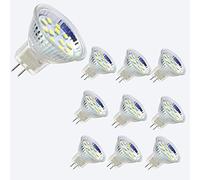 Paquete de 10 bombillas LED MR11, GU4 con base de bi-pin, bombillas halógenas de 5 W, 12 V, CC/CA, iluminación de foco, blanco frío (6000 K)