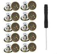 Paquete de 10 botones metálicos de 17 mm para jeans e incluye destornillador para un uso rápido (B)