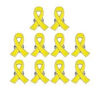 Paquete de 10 broches de cinta amarilla para conciencia de la salud, elegantes insignias para mujer, accesorios esmaltados elegantes, Metal