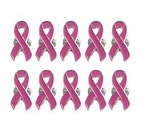 Paquete de 10 broches de solapa con cinta rosa para investigación y concienciación sobre el cáncer de mama, para abrigo, camisa, suéter, alfiler de seguridad