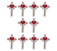 Paquete de 10 broches esmaltados con forma de corazón y cruces, unisex, accesorios de solapa, accesorios de ropa, para celebración, evento, aleación, moda, talla única, como se describe