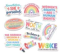 Paquete de 10 calcomanías de empoderamiento feminista, citas inspiradoras para mujeres, sin embargo, conoce tu valor y más, calcomanías de vinilo impermeables para diario, álbum de recortes, laptop