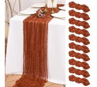 Paquete de 10 caminos de mesa de gasa de color terracota, camino de mesa bohemio de gasa de 10 pies de largo para decoración de fiestas de cumpleaños, festivales, bodas (terracota)