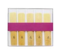 Paquete de 10 cañas profesionales de bambú para saxofón alto con caja de plástico, fuerza 2.5, accesorio de repuesto para saxofón alto, punta más delgada para un fácil juego