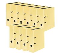 Paquete de 10 carpetas Original Falken PastellColor. Fabricado en Alemania. 8 cm de ancho DIN A4 color pastel color vainilla-amarillo con anillas, carpeta para archivadores, carpeta para documentos