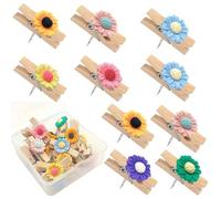 Paquete de 10 chinchetas decorativas de flores multicolor para tablones de anuncios, exhibiciones de fotos, proyectos de manualidades, clips de papelería florales multiusos