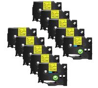 Paquete de 10 Cintas de Etiquetas compatibles con Brother TZe-631 TZ631 12 mm Negro sobre Amarillo para D210 H100 H110 D600 D400