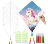 Paquete de 10 cometas en blanco, kit de fabricación a granel para manualidades, kit de fabricación de cometas para niños, kit para hacer tu propio kit de cometas incluye 8 bolígrafos de acuarela para