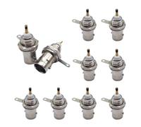 Paquete de 10 Conectores BNC Hembra de Montaje en Panel, Conector de Poste de Soldadura, Adaptador Coaxial RF, fácil instalación, DIY, vigilancia CCTV, Audio y vídeo