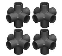 Paquete de 10 Conectores de Plástico PVC de 6 Vías, Accesorios de Tubería de Codo de Esquina con Diámetro Interior de 25mm Ideal para Proyectos de Plomería (BLACK)