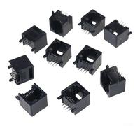 Paquete de 10 conectores hembra RJ45 8P8C gris para montaje en PCB, enchufe de red para Internet de computadora y terminación de cable telefónico (negro)