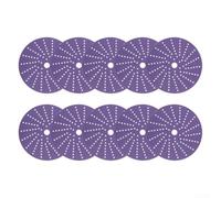 Paquete de 10 discos de lijado morados de 6 pulgadas, diseño de agujero poroso para pulido en seco y húmedo sin polvo, almohadillas abrasivas de gancho y bucles, grano P80-P600 para pintura de