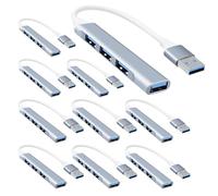 Paquete de 10 divisores de puertos USB Hub de 4 puertos, expansor de puerto USB 3.0, multipuerto USB para laptop, PC, Dell HP, accesorios de computadora, aleación de aluminio