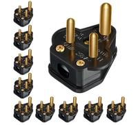 Paquete de 10 enchufes redondos de 5 amperios de 3 pines 5 A, enchufe redondo, adaptador de enchufe de lámpara del hogar, enchufes de iluminación para luces del hogar, lámpara (negro)