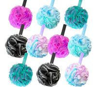 Paquete de 10 esponjas de baño de 40 g, esponja de ducha de malla suave, bolas de baño para mujeres y hombres, niños, accesorios de baño de belleza, juego de 5 colores de flores