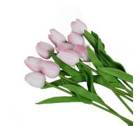 Paquete de 10 flores de tulipán sintético para decoración del hogar y boda, elegantes opciones de arreglo realista (33 cm, rosa claro)