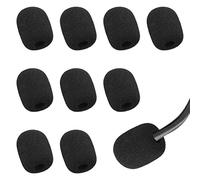 Paquete de 10 fundas de espuma para micrófono de auriculares, protector de micrófono de espuma, mini parabrisas, cubiertas de espuma de esponja, protección para nuevos regalos de trabajo (negro)