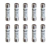 Paquete de 10 fusibles cilíndricos 8 x 32 mm, 400 V 1 A, uso industrial y civil CF, intervención retardada, cerámica, esteatita, uso gG, potencia de interrupción (lk) 20 kA