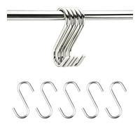 Paquete de 10 ganchos en forma de S, ganchos de metal resistentes para colgar, ganchos de acero inoxidable en forma de S, para colgar en la cocina, baño, dormitorio, sala de estar y oficina (7 cm)